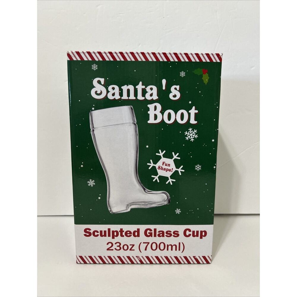 Santa’s Boot Collectible Drinking Glass 23oz NEW Christmas Drinkware Novelty